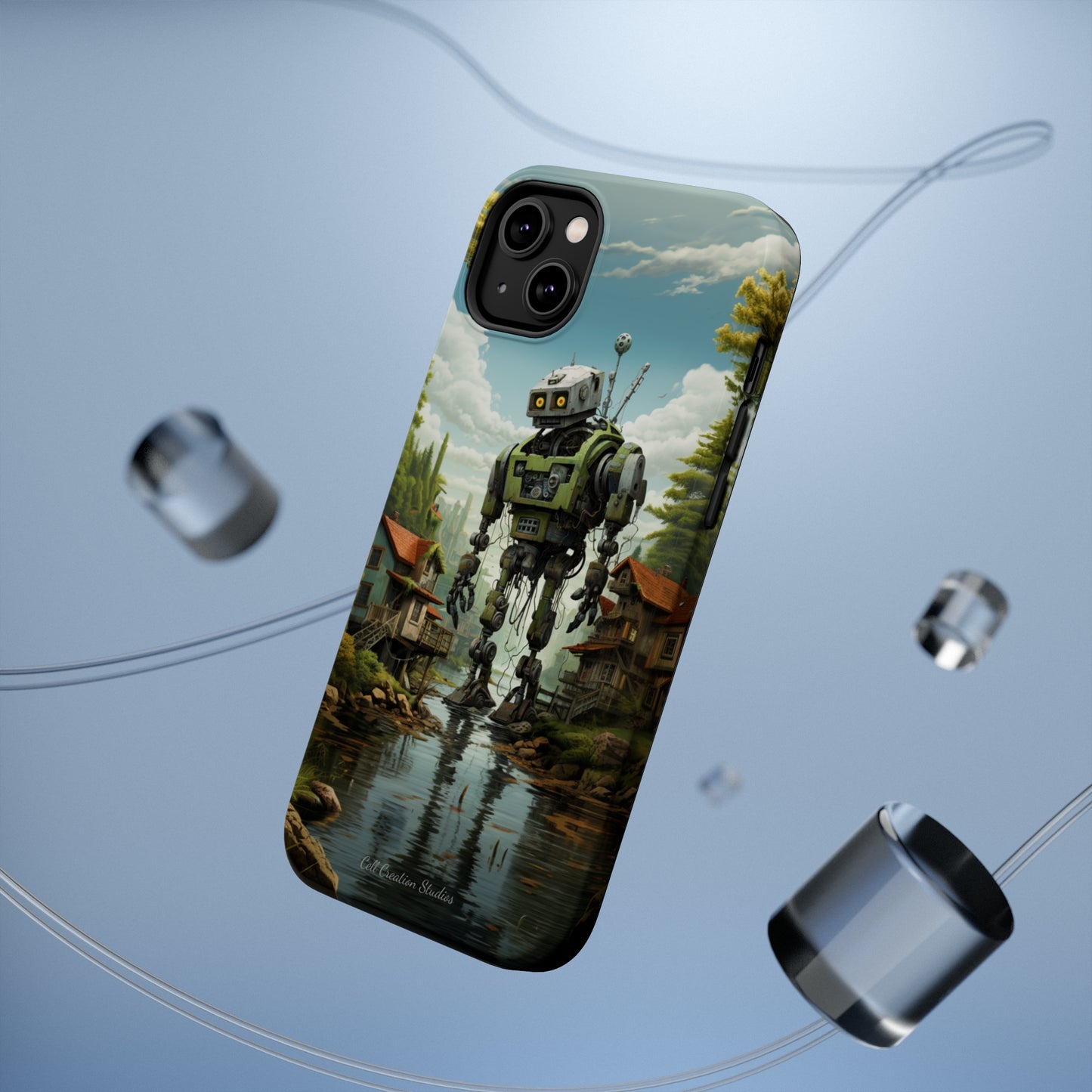 Introducing the "Robo-Rescue" Cell Phone Case – Witness a Heartwarming Scene of Robot Seeking Assistance -MagSafe Tough Cases