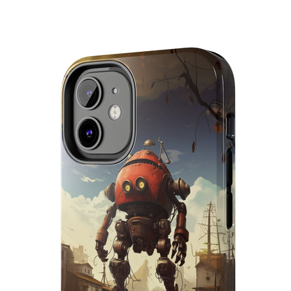 Introducing the "Urban Encounter" Cell Phone Case – Witness the Epic Convergence of Man and Giant Robot -Tough Phone Cases