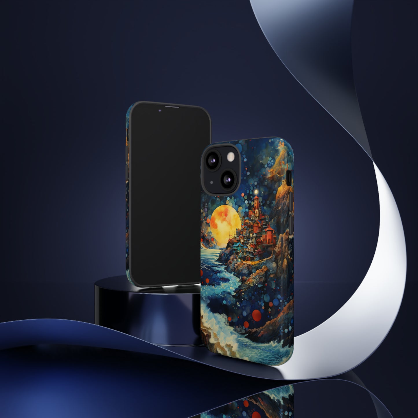 "Moonlit Coastal Vista" -Tough iPhone Cases