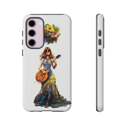 Introducing the "Hippie Chick Groove" Cell Phone Case – Retro Vibes and Musical Delight -Tough Cases