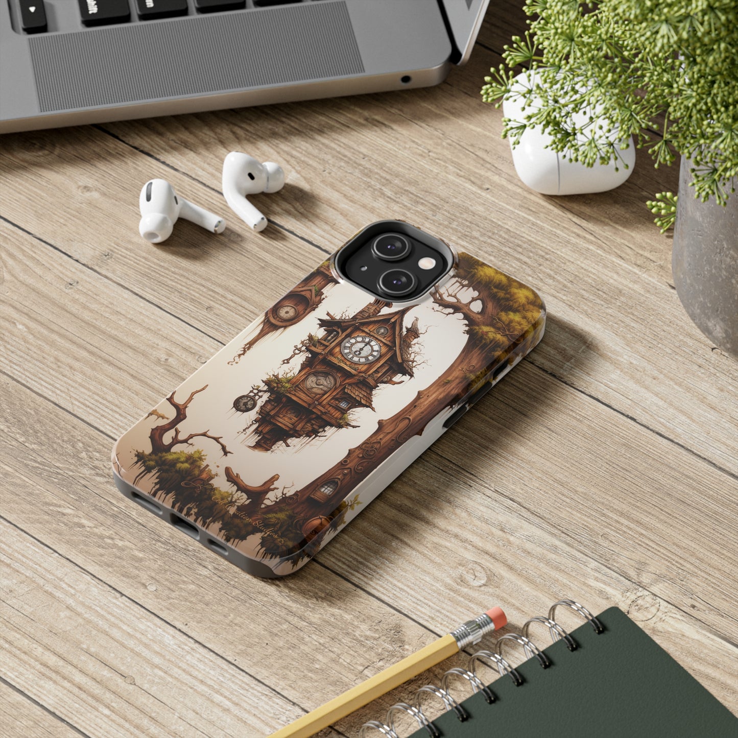 Introducing the "Mystical Wooden Clock" Cell Phone Case – Embrace Enchantment and Timeless Beauty -Tough Phone Cases