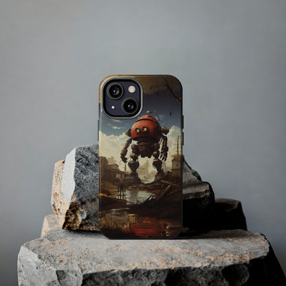 Introducing the "Urban Encounter" Cell Phone Case – Witness the Epic Convergence of Man and Giant Robot -Tough Phone Cases