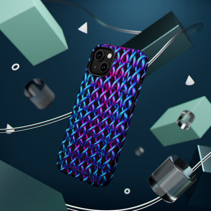 Introducing the "Neon Chainlink Glow" Cell Phone Case – Illuminate Your Style with Vibrant Chain Pattern Design -MagSafe Tough Cases