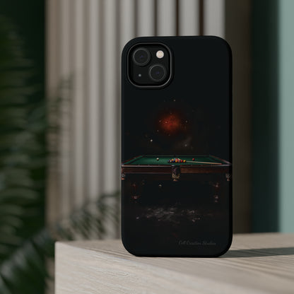 "Rack 'Em Up in Style: Pool Table-Themed Phone Case with Space Background" -MagSafe Tough Cases