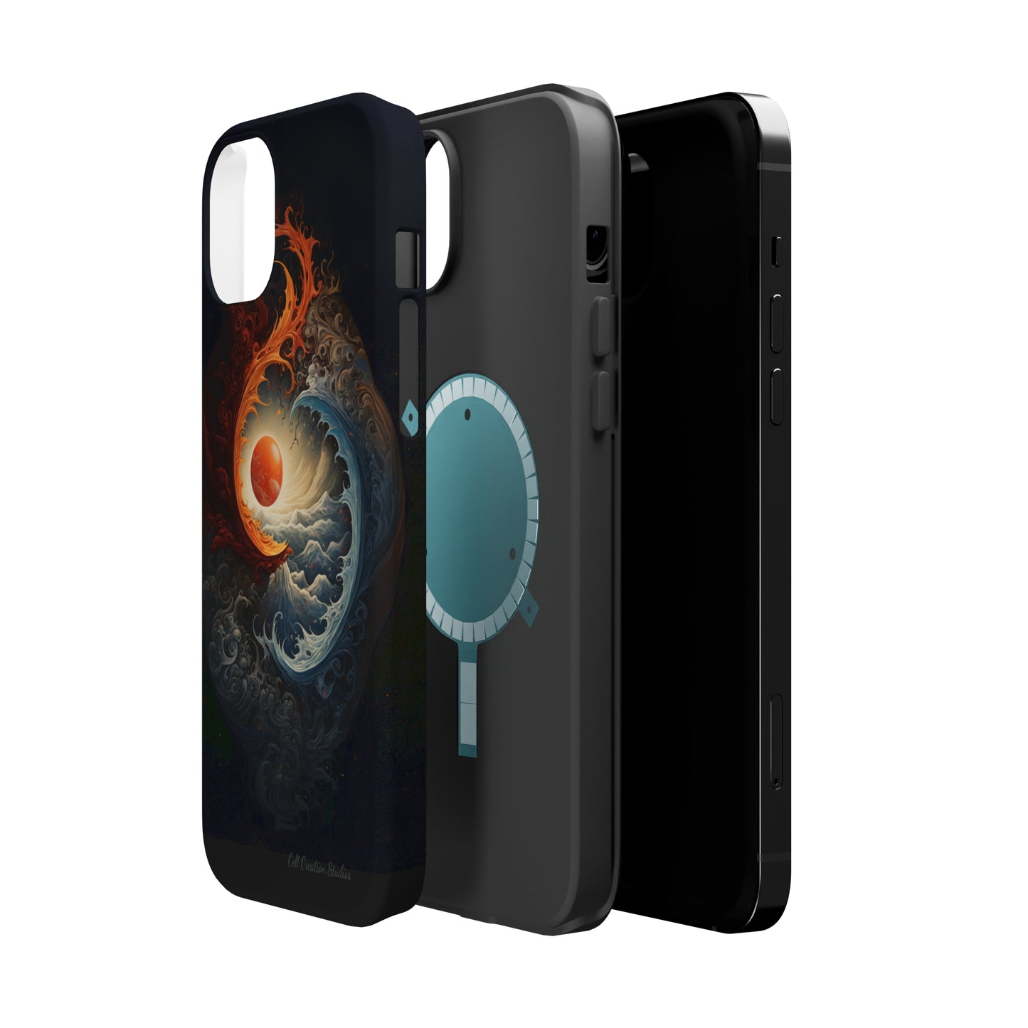 "Dual Elements Clash: Fire and Water Abstract" Phone Case -MagSafe Tough Cases