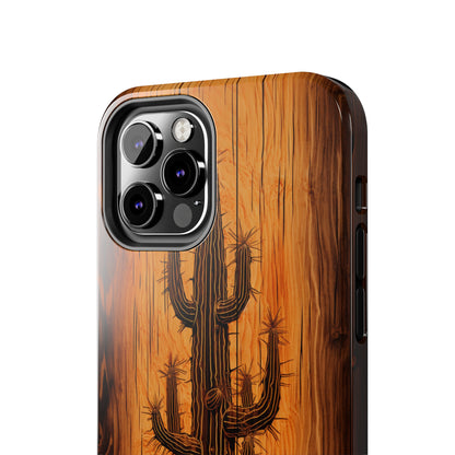 "Cactus Burnt Wood" Phone Case -Tough Phone Cases