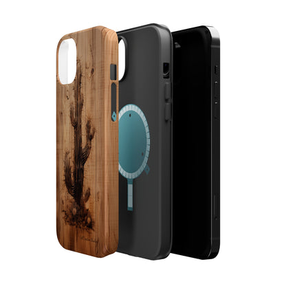 "Cactus Burnt Wood Design" Phone Case -MagSafe Tough Cases