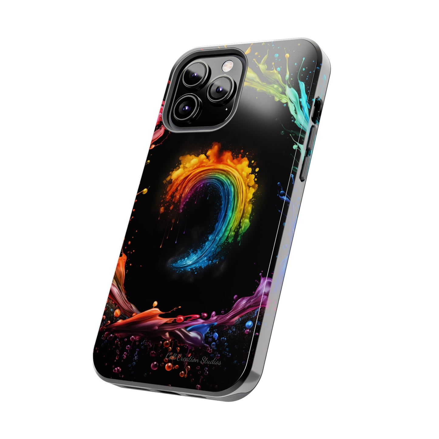 "Vibrant Swirls Painted on Black" Cell Phone Case -Tough Phone Cases