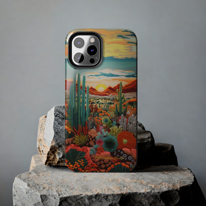 "Desert Bloom Embroidery" -Tough iPhone Cases