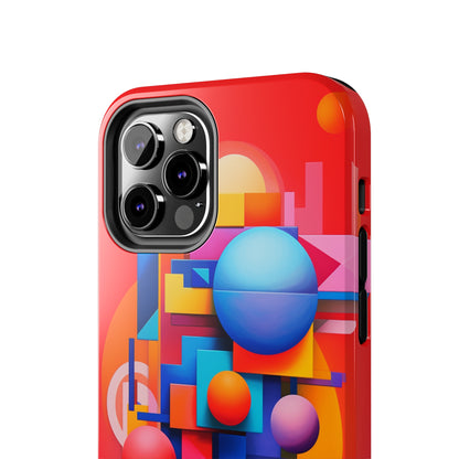 The "Geometric Red Background" Cell Phone Case- Upgrade Your Phone's Aesthetics -Tough Phone Cases