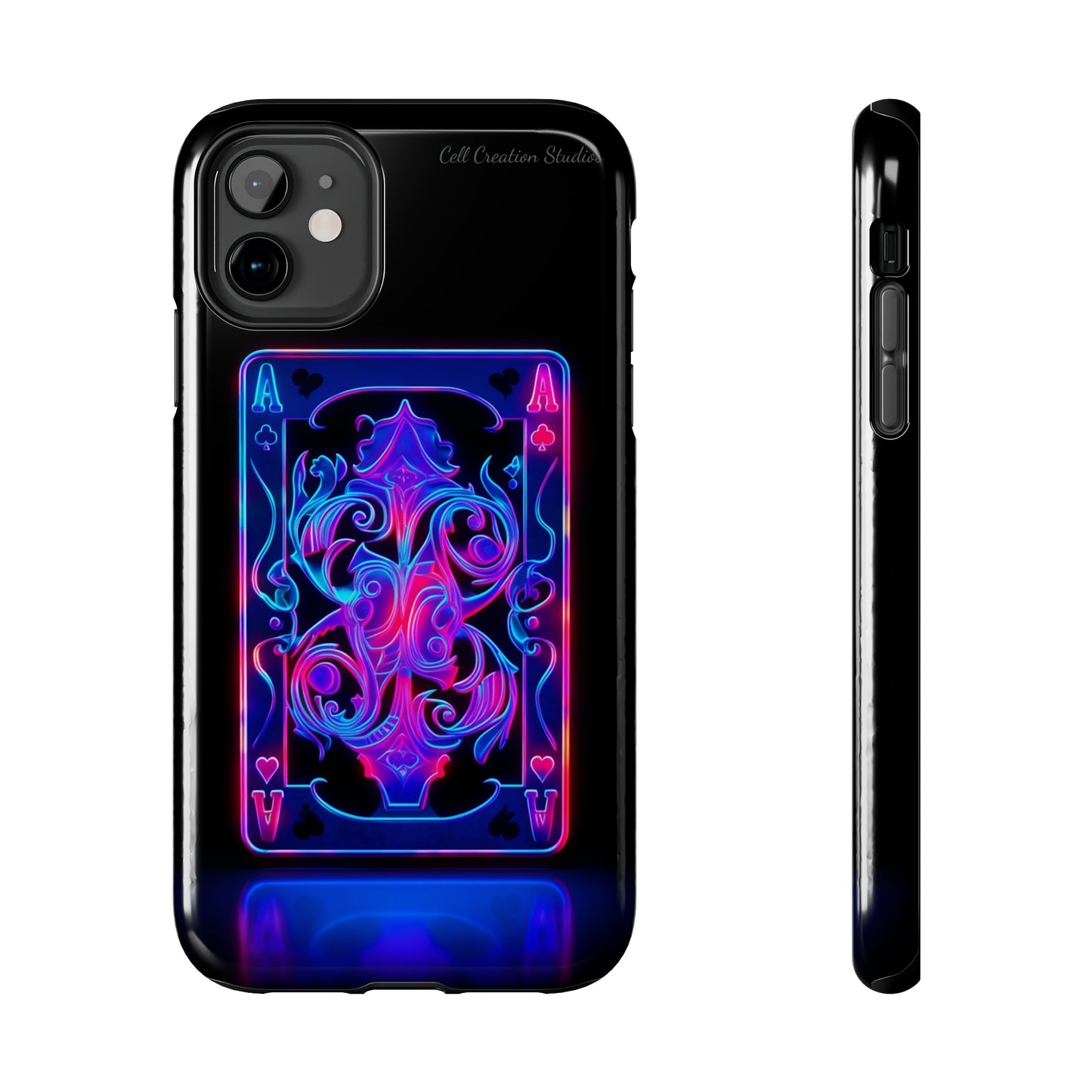 Introducing the "Neon Ace of Hearts" Cell Phone Case – Elevate Your Style with a Dazzling Card -Tough Phone Cases