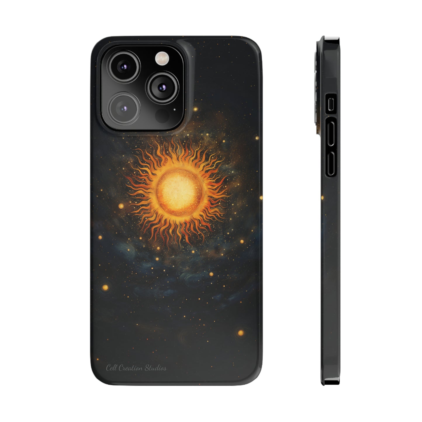 Introducing the "Celestial Sun and Stars" Cell Phone Case – Carry the Cosmos with You -Slim Phone Cases