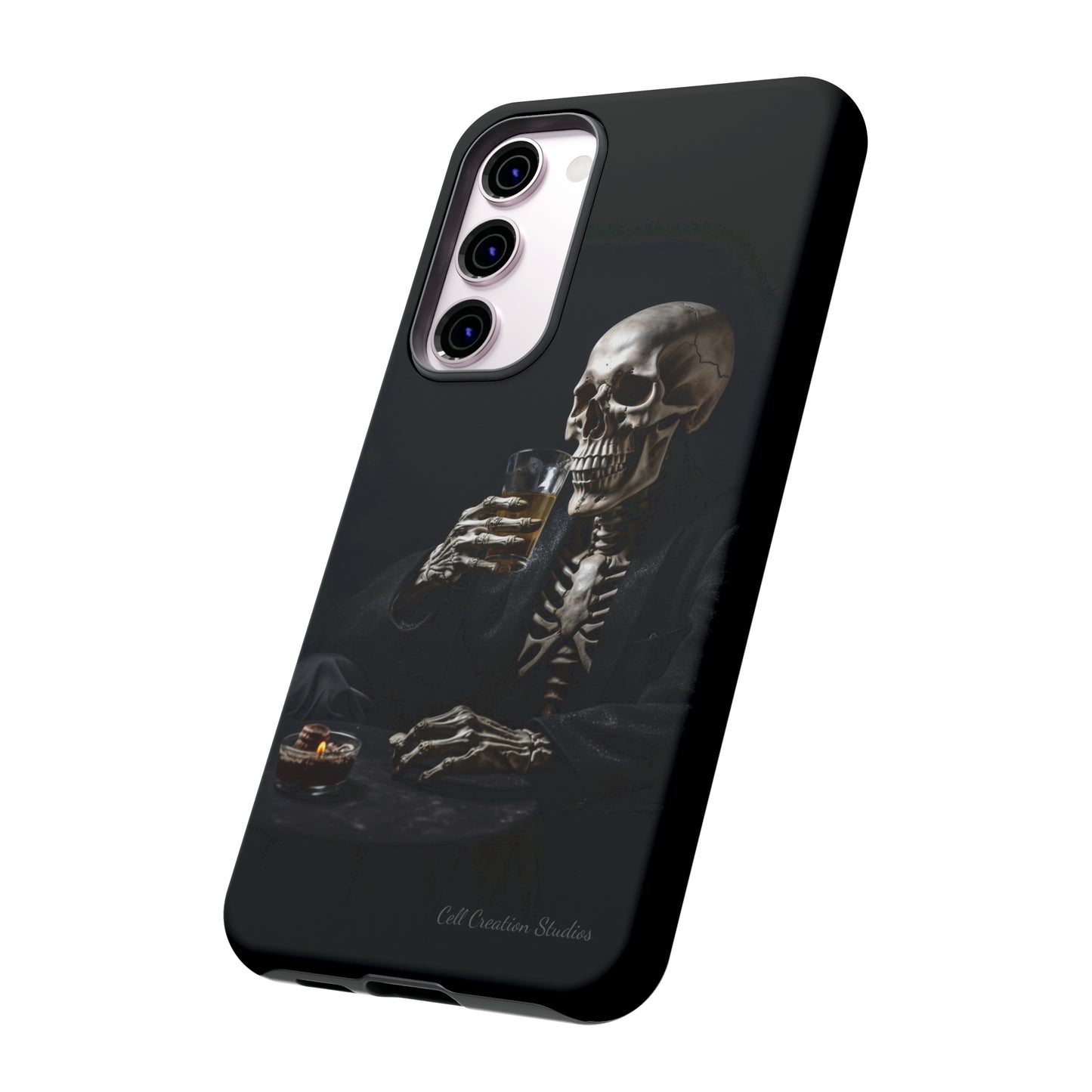 "Embrace the Dark Side with Our Skeleton Drinking Phone Case" -Tough Cases