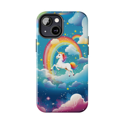 Introducing the "Rainbow Soar" Cell Phone Case – Embark on a Whimsical Journey with a Flying Unicorn -Tough Phone Cases