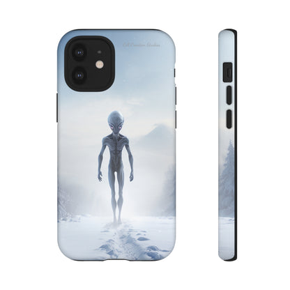 Introducing the "Frosty Extraterrestrial" Cell Phone Case – Embrace Alien Intrigue Amidst the Snowscape -Tough Cases