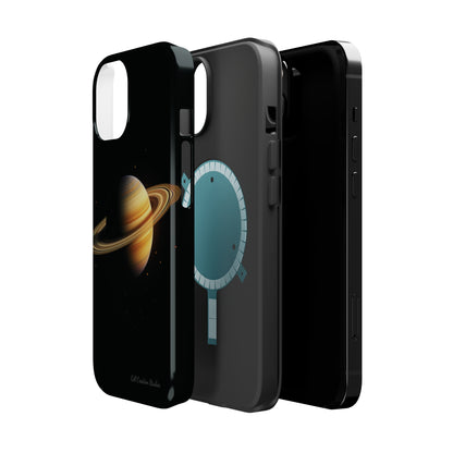 Introducing the "Saturn's Elegance" Cell Phone Case – A Cosmic Masterpiece -MagSafe Tough Cases