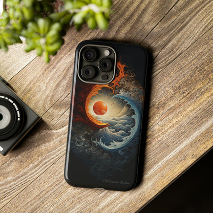 "Dual Elements Clash: Fire and Water Abstract" Phone Case -Tough Cases