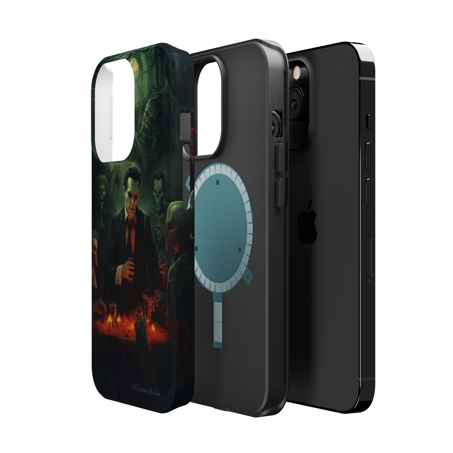 Introducing the "Dracula's Halloween Soiree" Cell Phone Case – Join the Spooky Gathering -MagSafe Tough Cases