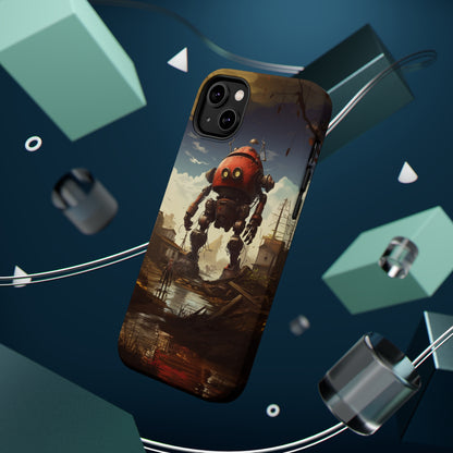 Introducing the "Urban Encounter" Cell Phone Case – Witness the Epic Convergence of Man and Giant Robot -MagSafe Tough Cases