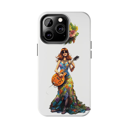 Introducing the "Hippie Chick Groove" Cell Phone Case – Retro Vibes and Musical Delight -Tough Phone Cases