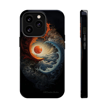 "Dual Elements Clash: Fire and Water Abstract" Phone Case -MagSafe Tough Cases