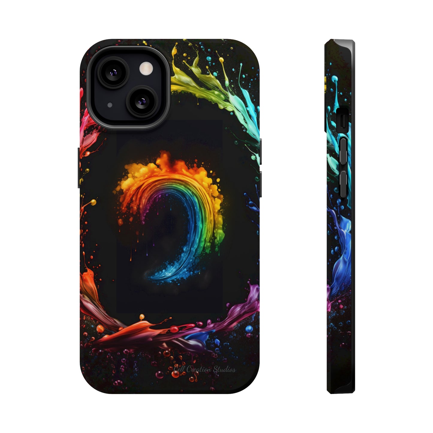 "Vibrant Swirls Painted on Black" Cell Phone Case -MagSafe Tough Cases