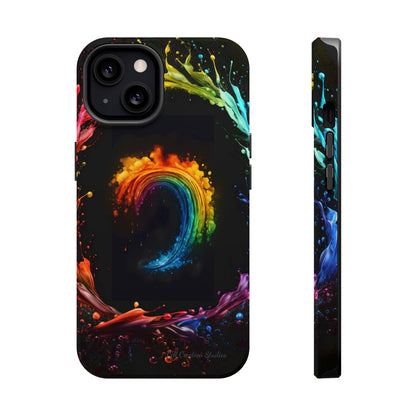 "Vibrant Swirls Painted on Black" Cell Phone Case -MagSafe Tough Cases