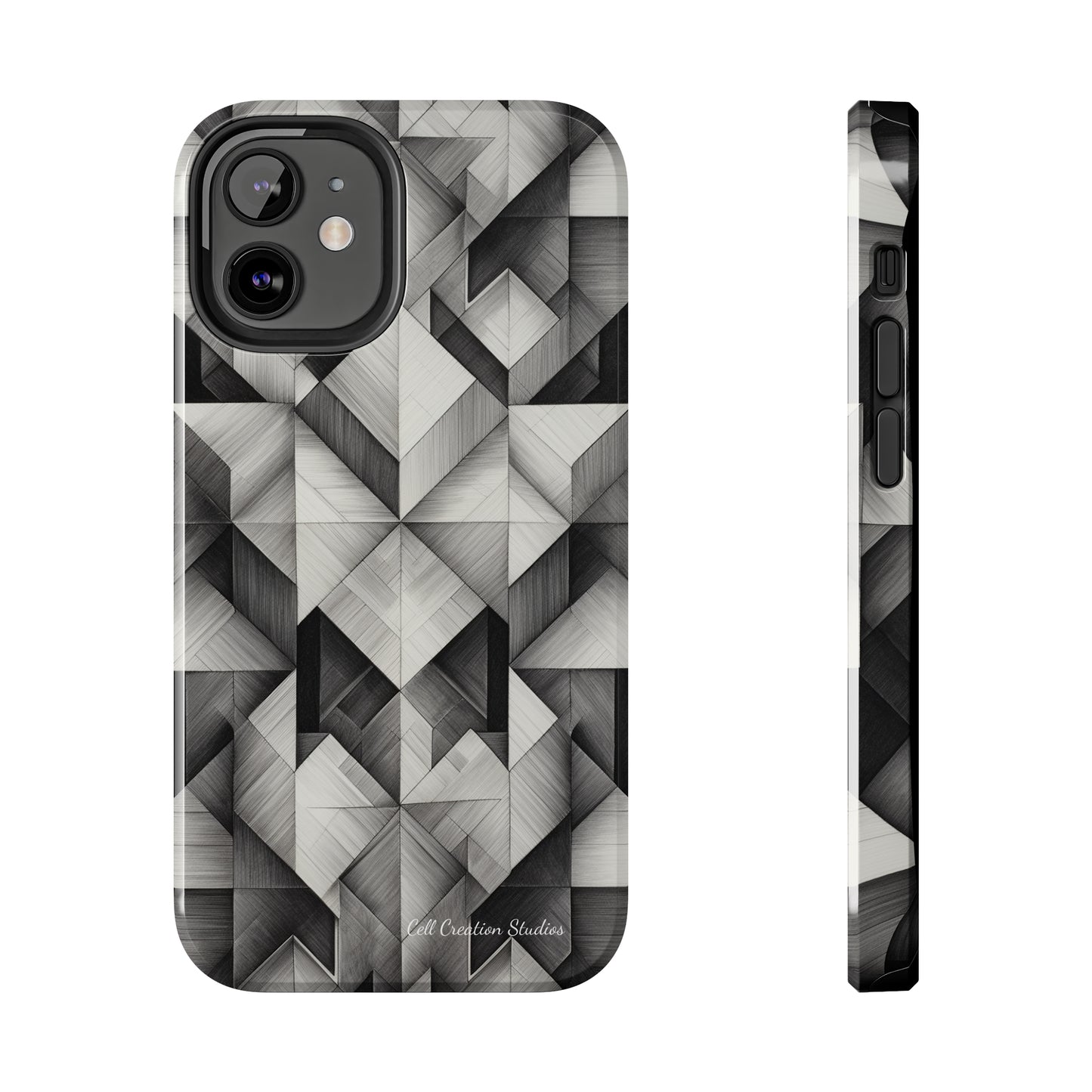 The "Black and White Geometric Pattern" Cell Phone Case- Elevate Your Phone's Style-Tough Phone Cases