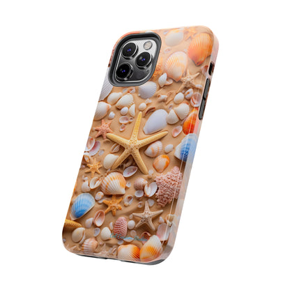 "Seaside Serenity Phone Case: Starfish and Seashells" -Tough Phone Cases