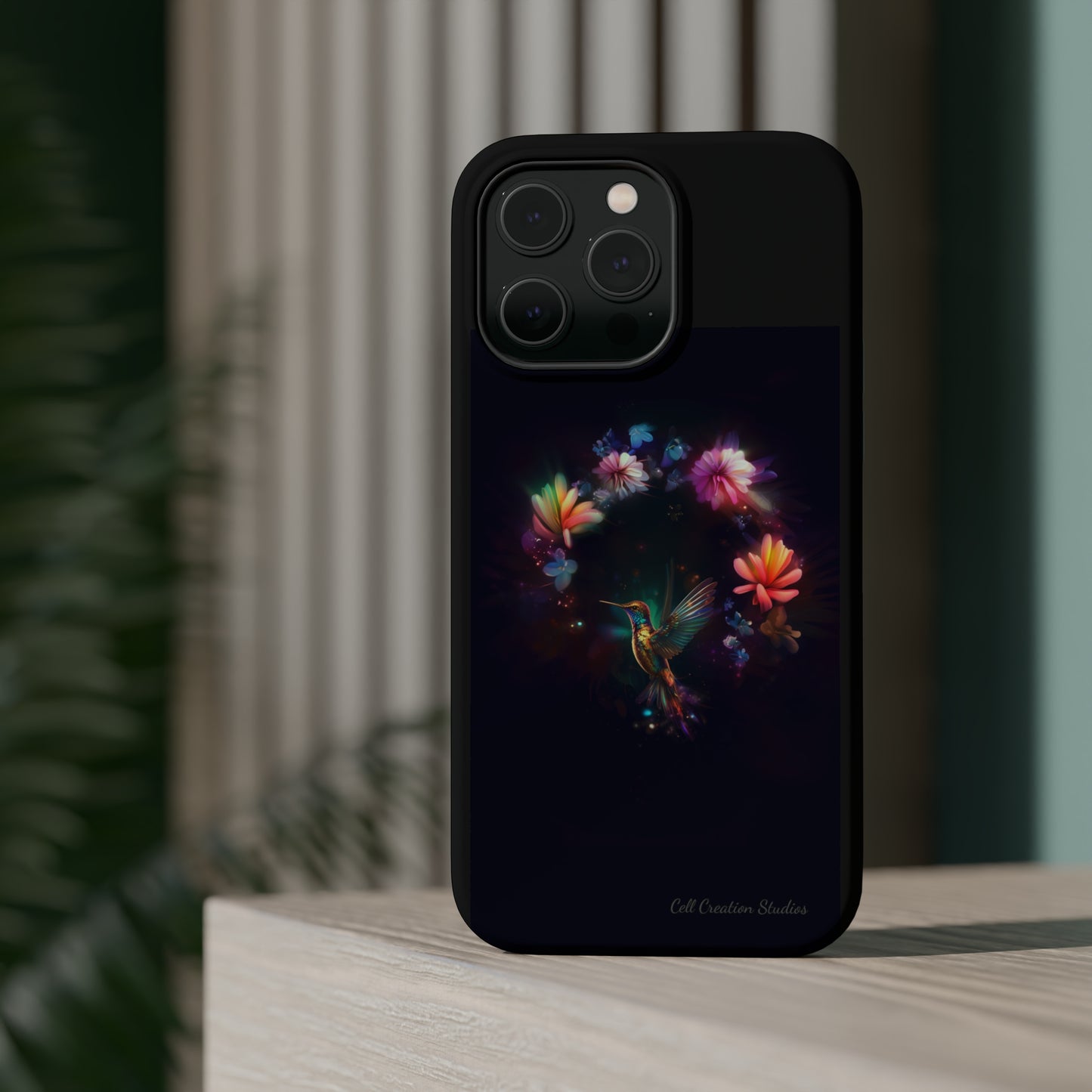 Introducing the "Floral Harmony Hummingbird" Cell Phone Case – Where Elegance Meets Nature -MagSafe Tough Cases