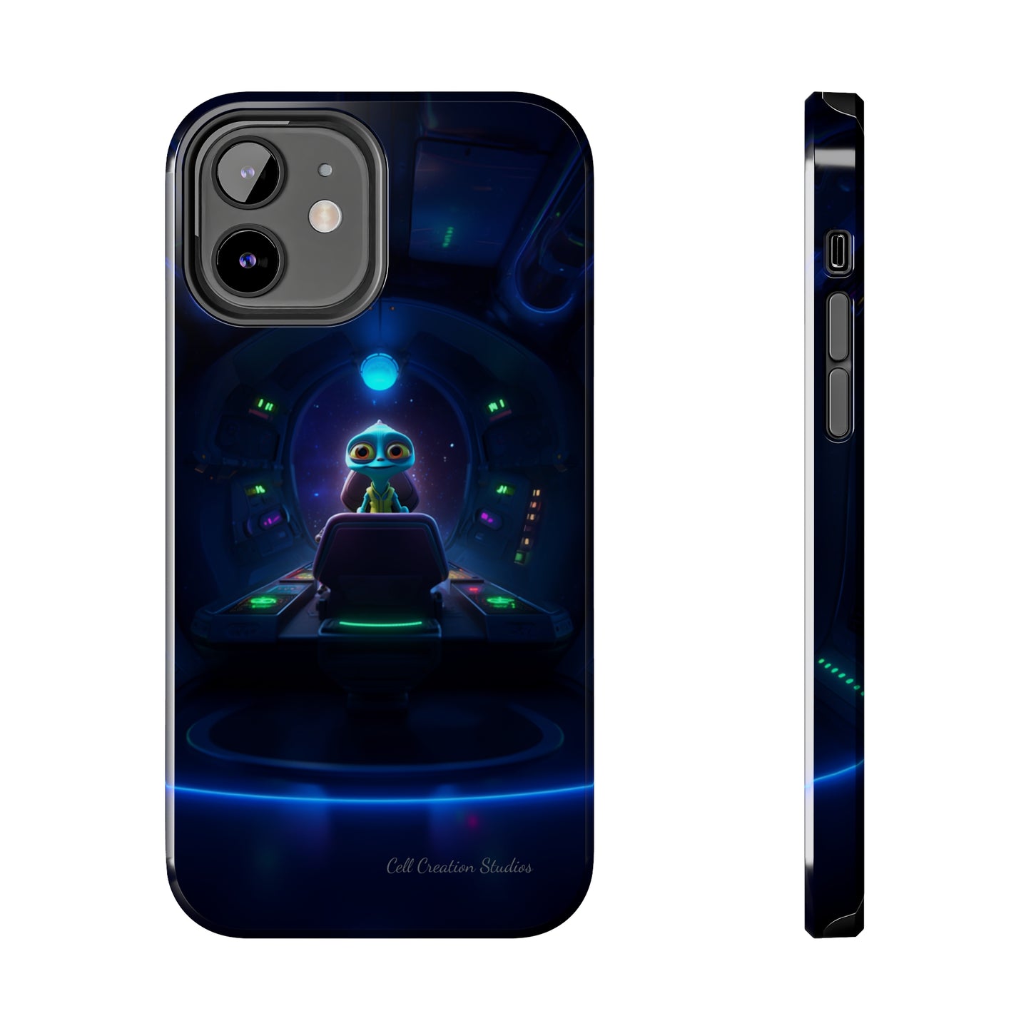 The "Galactic Buddy" Blue Alien Spaceship Phone Case -Tough Phone Cases