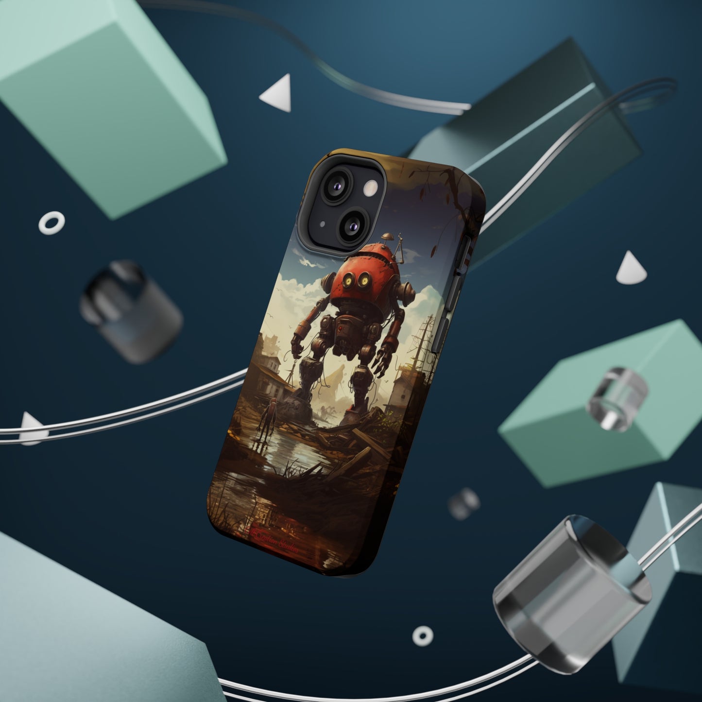 Introducing the "Urban Encounter" Cell Phone Case – Witness the Epic Convergence of Man and Giant Robot -MagSafe Tough Cases