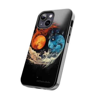 "Harmony in Contrast: Orange and Blue Yin and Yang Phone Case" -Tough Phone Cases