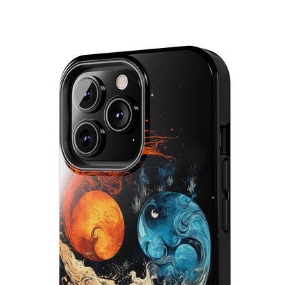 "Harmony in Contrast: Orange and Blue Yin and Yang Phone Case" -Tough Phone Cases