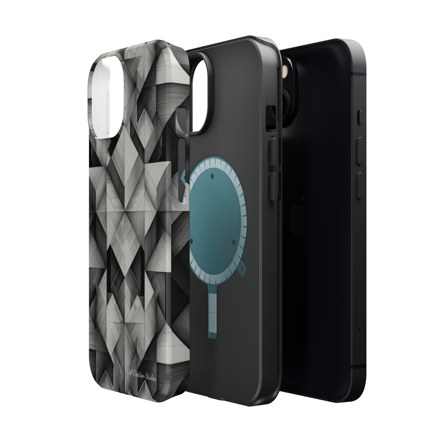 The "Black and White Geometric Pattern" Cell Phone Case- Elevate Your Phone's Style -MagSafe Tough Cases