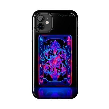 Introducing the "Neon Ace of Hearts" Cell Phone Case – Elevate Your Style with a Dazzling Card -Tough Phone Cases