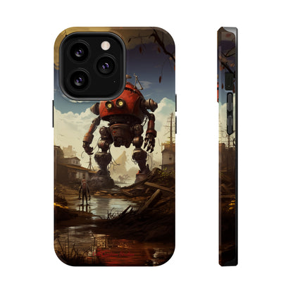 Introducing the "Urban Encounter" Cell Phone Case – Witness the Epic Convergence of Man and Giant Robot -MagSafe Tough Cases