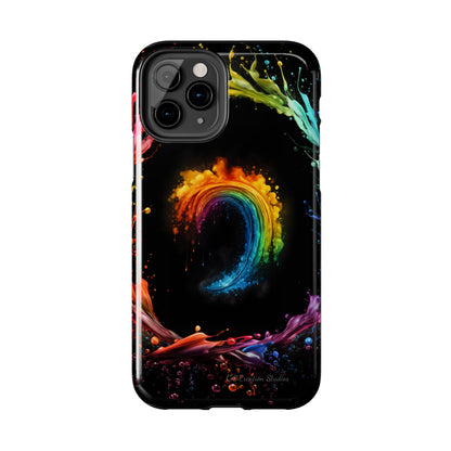 "Vibrant Swirls Painted on Black" Cell Phone Case -Tough Phone Cases