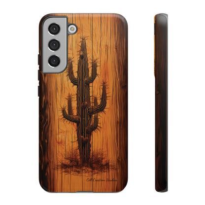 "Cactus Burnt Wood Phone Case" -Tough Cases