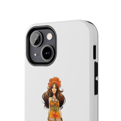 Introducing the "Groovy Hippie Chick" Cell Phone Case – Peace, Love, and Retro Style -Tough Phone Cases