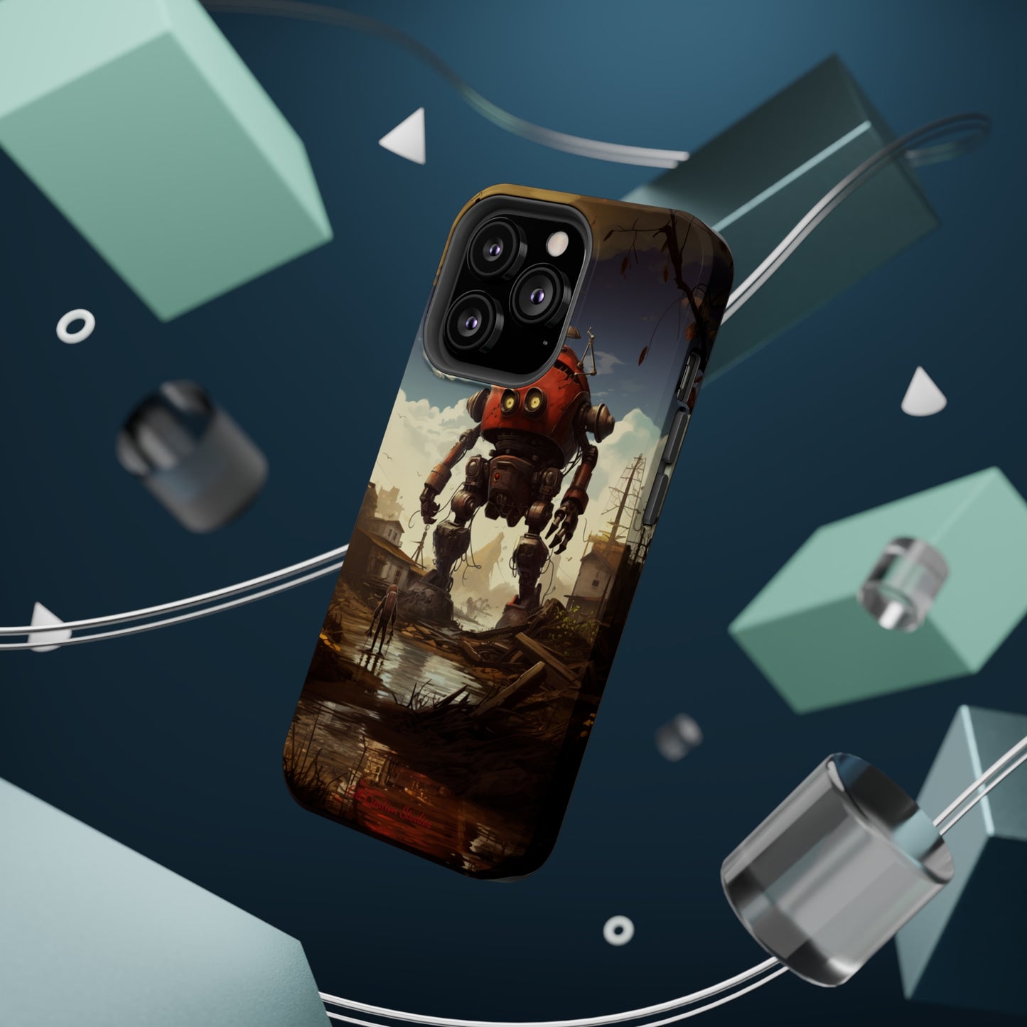 Introducing the "Urban Encounter" Cell Phone Case – Witness the Epic Convergence of Man and Giant Robot -MagSafe Tough Cases