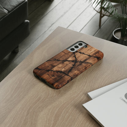 "Elegant Barb Wire on Wood" Embrace Rustic Style -Tough Phone Cases