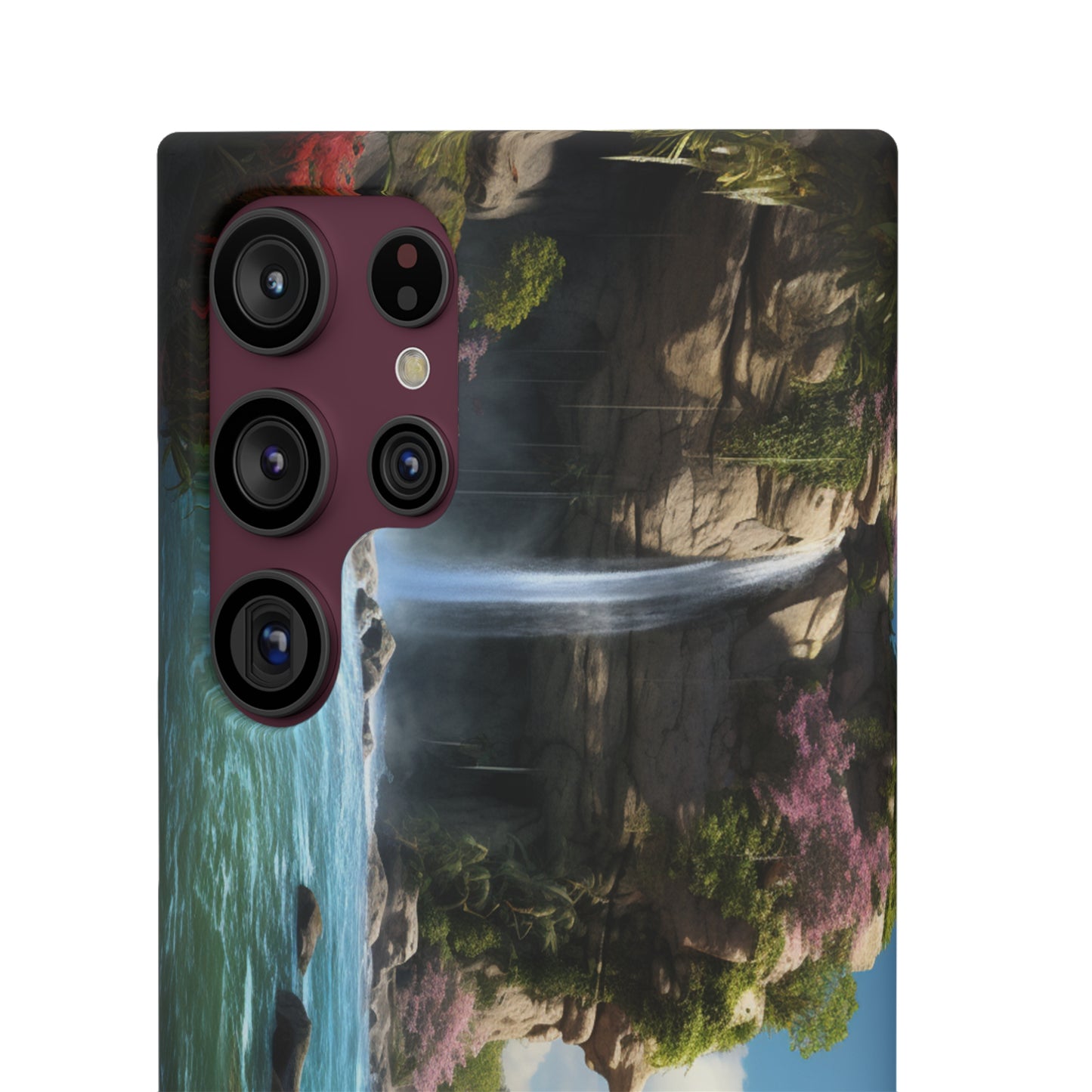 Introducing the "Nature's Cascade" Cell Phone Case – Capture Majestic Beauty with Rock Cliffs and Waterfall! -Snap Cases