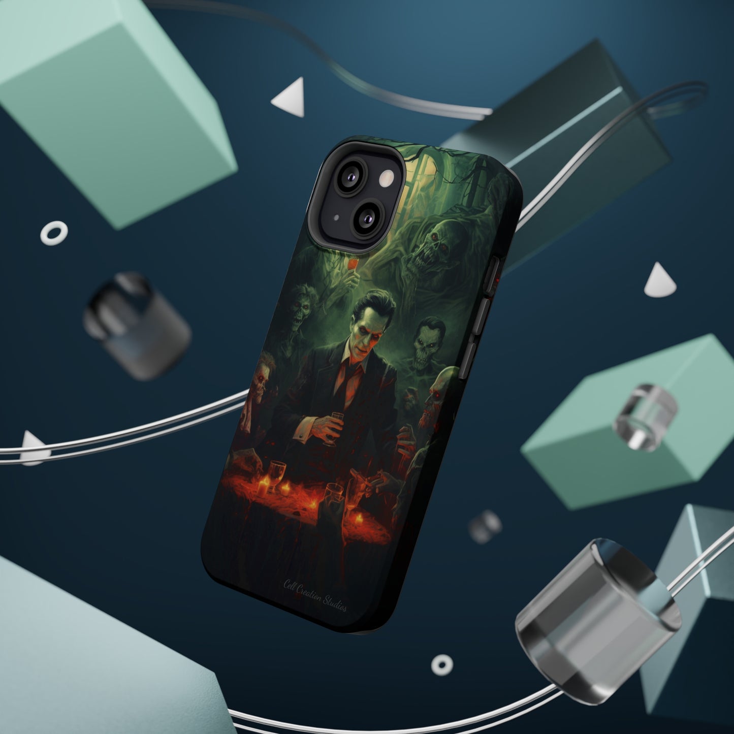 Introducing the "Dracula's Halloween Soiree" Cell Phone Case – Join the Spooky Gathering -MagSafe Tough Cases