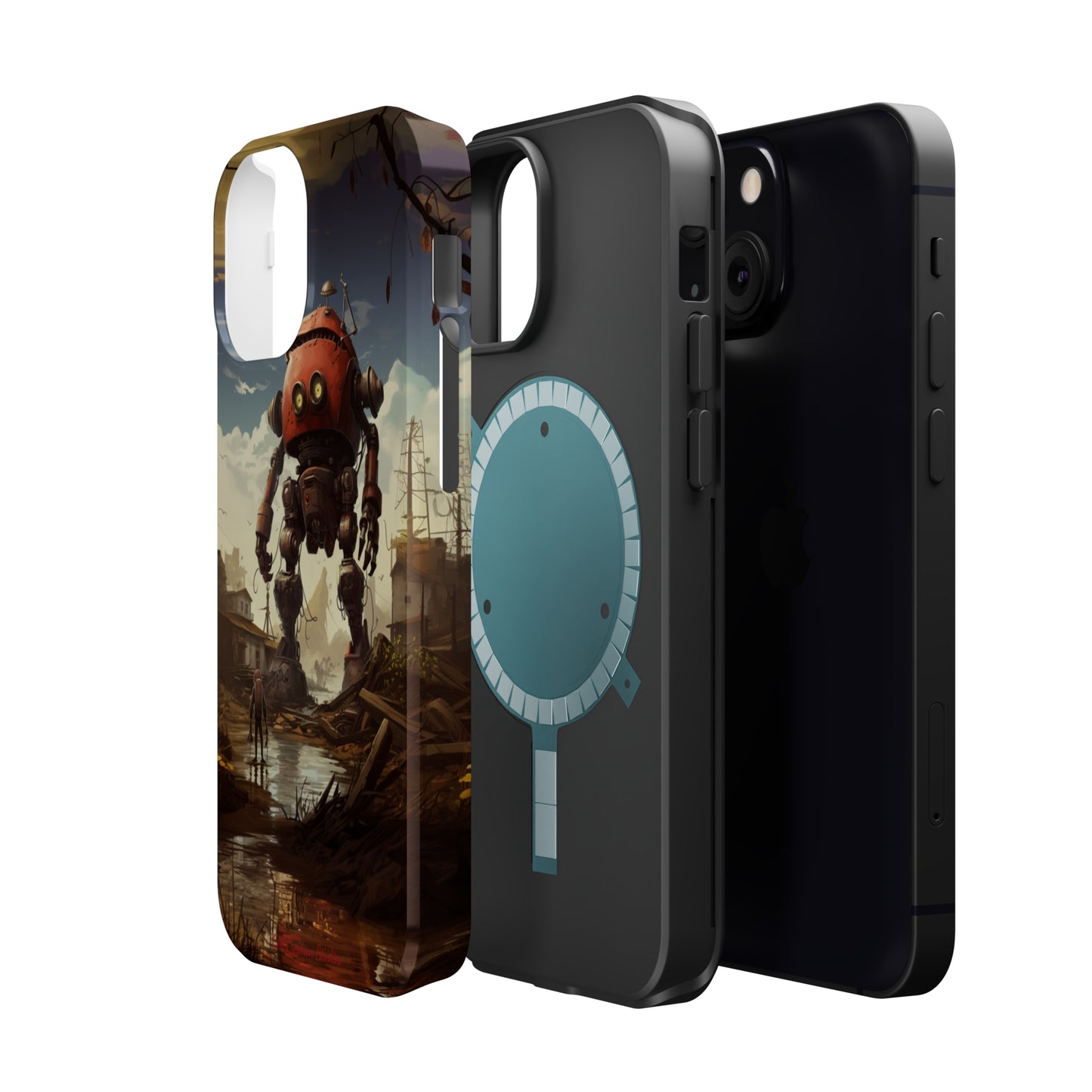 Introducing the "Urban Encounter" Cell Phone Case – Witness the Epic Convergence of Man and Giant Robot -MagSafe Tough Cases