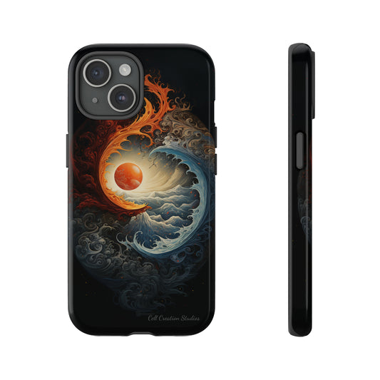 "Dual Elements Clash: Fire and Water Abstract" Phone Case -Tough Cases