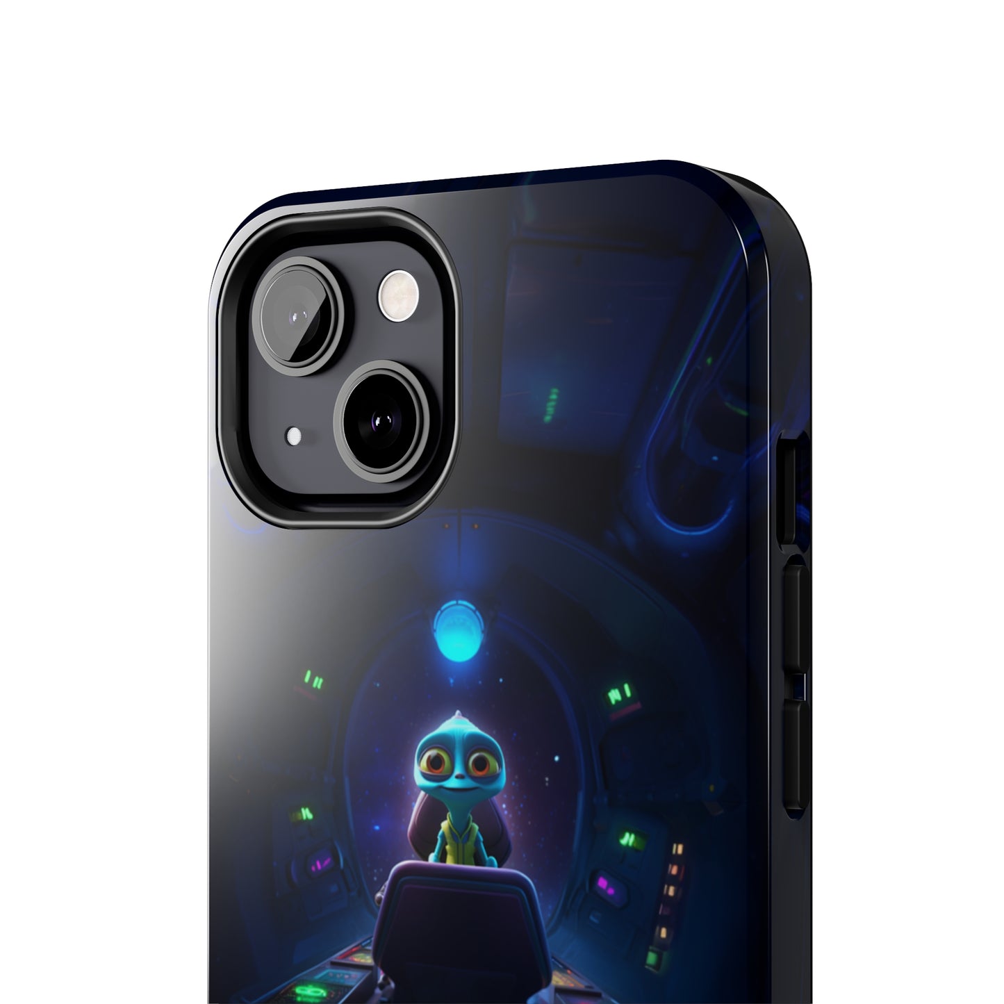 The "Galactic Buddy" Blue Alien Spaceship Phone Case -Tough Phone Cases