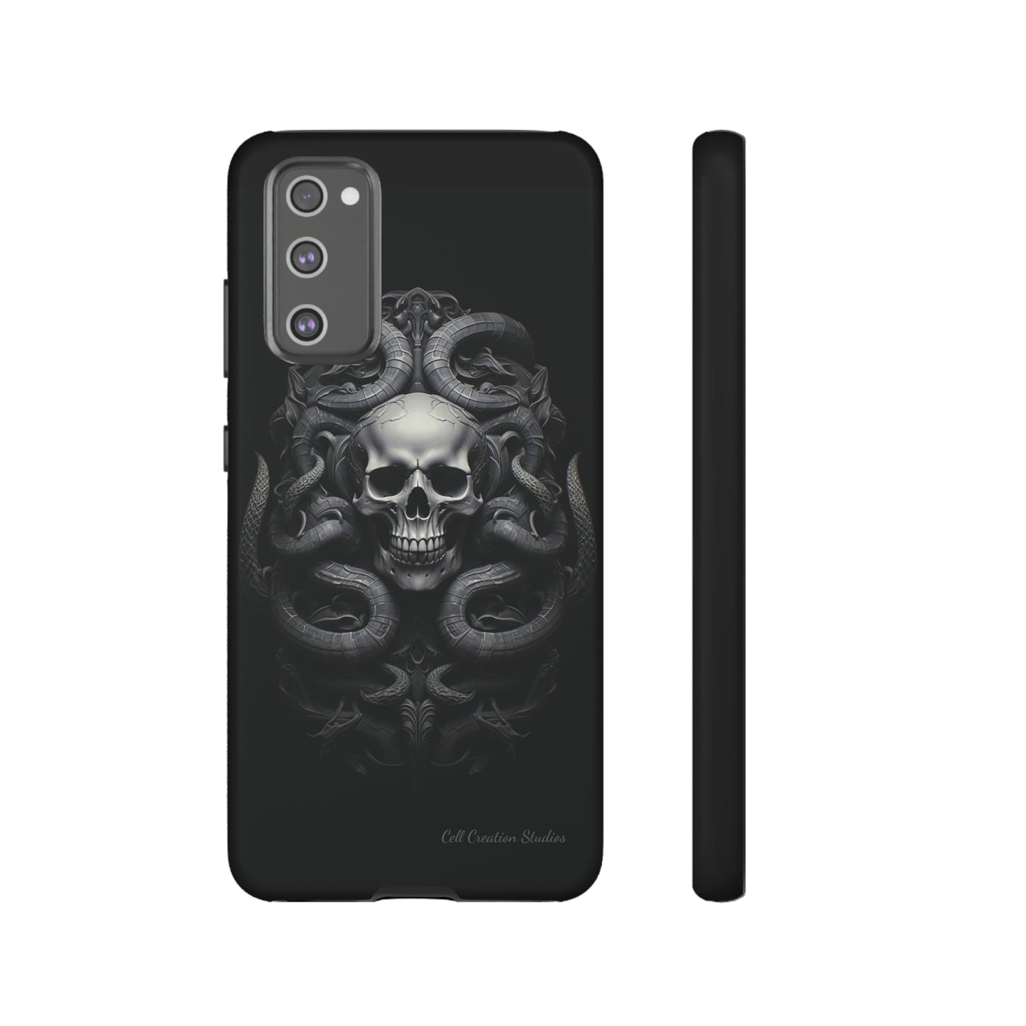 Introducing the "Monochrome Skull and Snakes" Cell Phone Case – A Bold Statement in Black and White -Tough Cases