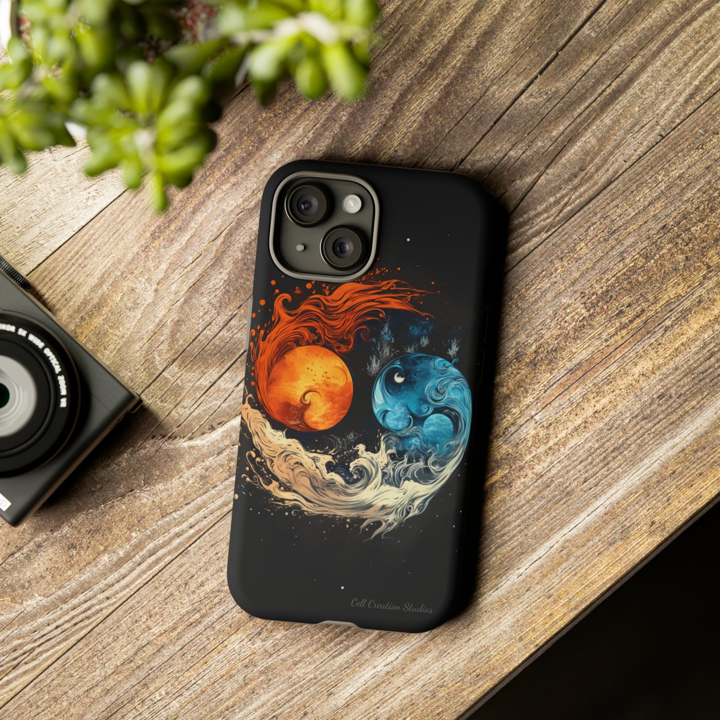 "Harmony in Contrast: Orange and Blue Yin and Yang" Phone Case -Tough Cases