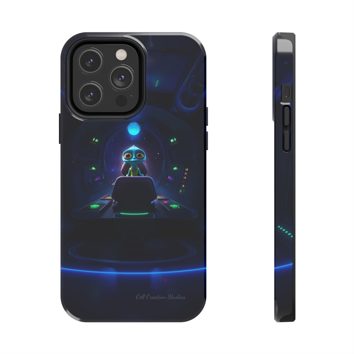 The "Galactic Buddy" Blue Alien Spaceship Phone Case -Tough Phone Cases